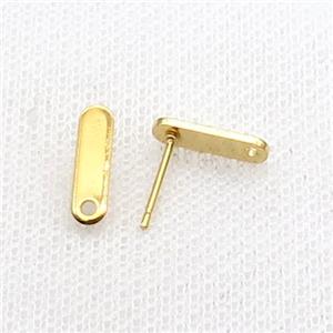 Stainless Steel Stud Earring Stick Gold Plated, approx 12mm