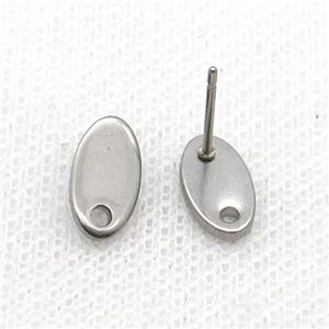 Raw Stainless Steel Stud Earring Oval, approx 6-11mm