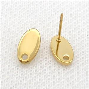 Stainless Steel Stud Earring Oval Gold Plated, approx 6-11mm
