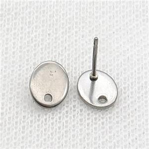 Raw Stainless Steel Stud Earring Oval, approx 5-8mm