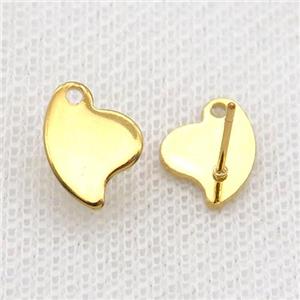 Stainless Steel Stud Earring Heart Gold Plated, approx 8-12mm