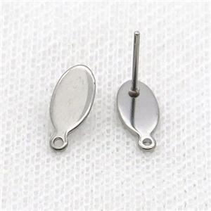 Raw Stainless Steel Stud Earring Oval, approx 5-10mm
