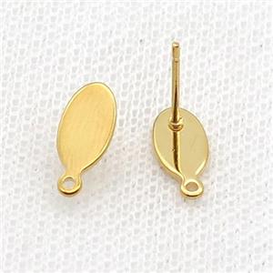 Stainless Steel Stud Earring Oval Gold Plated, approx 5-10mm