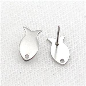 Raw Stainless Steel Stud Earring Fish, approx 7-14mm