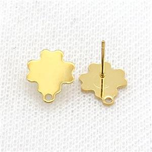 Stainless Steel Stud Earring Gold Plated, approx 11mm