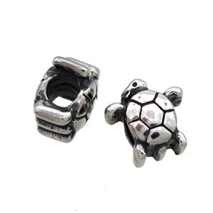 Stainless Steel Tortoise Beads Large Hole Antique Silver, approx 12-13mm, 5mm hole