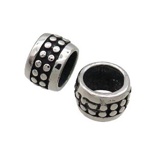 Stainless Steel Tube Beads Large Hole Antique Silver, approx 9mm, 6mm hole