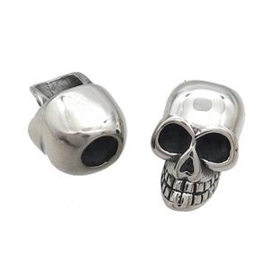 Stainless Steel Skull Beads Large Hole Antique Silver, approx 13.5-21mm, 6mm hole