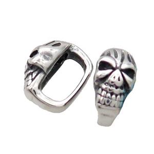 Stainless Steel Skull Beads Large Hole Antique Silver, approx 9-16.5mm, 6-12mm