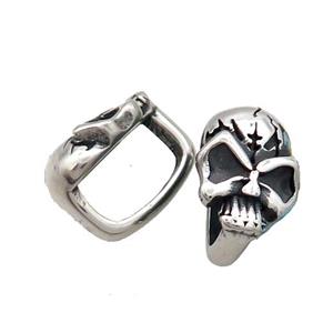 Stainless Steel Skull Beads Large Hole Antique Silver, approx 10-15.5mm, 6-12mm hole
