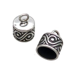 Stainless Steel CordEnd Antique Silver, approx 9-10mm, 8mm hole