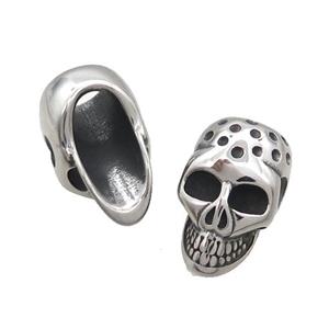 Stainless Steel Skull Beads Large Hole Antique Silver, approx 14-23mm, 8mm hole