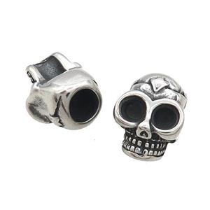 Stainless Steel Skull Beads Large Hole Antique Silver, approx 12.5-17mm, 5mm hole