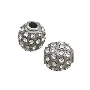 Raw Stainless Steel Beads Pave Rhinestone Round, approx 10mm, 2.5mm hole