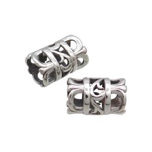Stainless Steel Tube Beads Large Hole Antique Silver, approx 11-17mm, 8mm hole