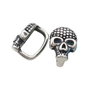 Stainless Steel Skull Beads Large Hole Antique Silver, approx 11-15.5mm, 6-12mm hole