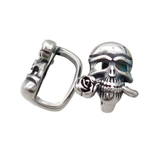 Stainless Steel Skull Beads Large Hole Antique Silver, approx 10-16mm, 6-12mm hole