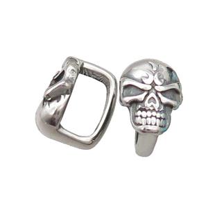 Stainless Steel Skull Beads Large Hole Antique Silver, approx 10.5-16mm, 6-12mm hole
