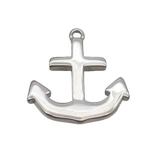 Raw Stainless Steel Anchor Pendant, approx 21mm