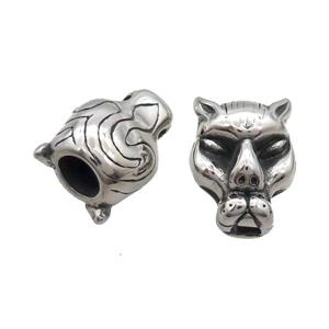 Stainless Steel CordEnd Dog Antique Silver, approx 18-25mm, 8mm hole
