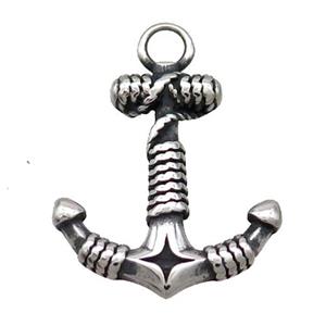 Stainless Steel Anchor Pendant Antique Silver, approx 21-27mm