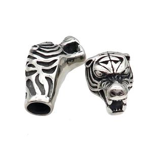 Stainless Steel CordEnd Tiger Antique Silver, approx 16-33mm, 8mm hole