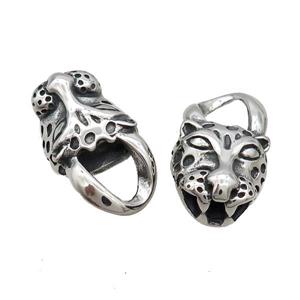 Stainless Steel Connector Leopard Antique Silver, approx 17.5-23mm