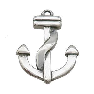 Stainless Steel Anchor Pendant Antique Silver, approx 20-25mm