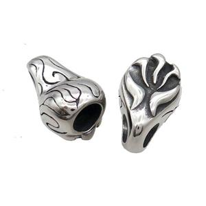 Stainless Steel CordEnd Antique Silver, approx 16-23mm, 8mm hole