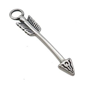 Stainless Steel Arrow Pendant Antique Silver, approx 8-45mm, 5mm hole