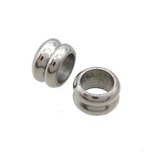 Raw Stainless Steel Beads Rondelle Large Hole, approx 10mm, 6mm hole