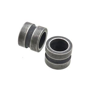 Stainless Steel Tube Beads Large Hole Antique Black, approx 10mm, 6mm hole