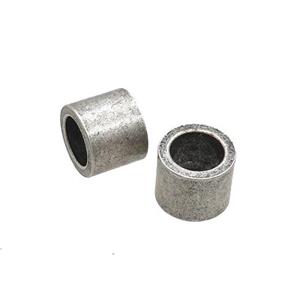 Stainless Steel Tube Beads Large Hole Antique Silver, approx 10mm, 6mm hole