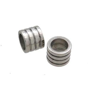 Raw Stainless Steel Tube Beads Large Hole, approx 10mm, 6mm hole