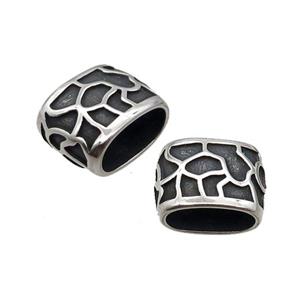 Stainless Steel Tube Beads Flat Large Hole Antique Silver, approx 11-16mm, 6-10mm hole
