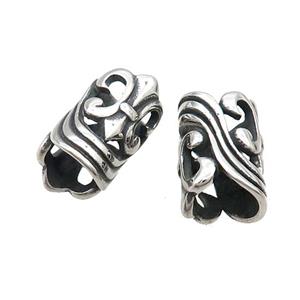 Stainless Steel Column Beads Antique SIlver, approx 12-20mm, 8mm hole