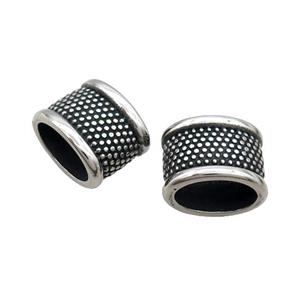 Stainless Steel Tube Beads Flat Large Hole Antique Silver, approx 12-16.5mm, 8-12mm hole