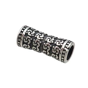 Stainless Steel Column Beads Large Hole Antique Silver, approx 9-22mm, 6mm hole