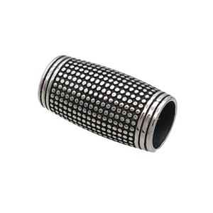 Stainless Steel Column Beads Large Hole Tube Antique Silver, approx 12-23mm, 8mm hole