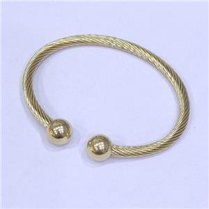Stainless Steel Bangle Gold Plated, approx 4mm, 40-56mm dia