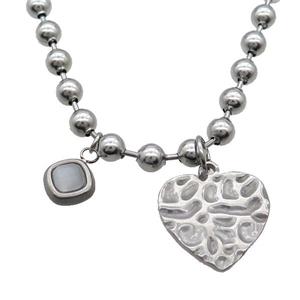 Raw Stainless Steel Necklace Heart, approx 10mm, 18mm, 6mm, 45cm length