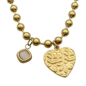 Stainless Steel Necklace Heart Gold Plated, approx 10mm, 18mm, 6mm, 45cm length