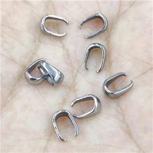 Raw Stainless Steel Pinch Bail, approx 4-7mm