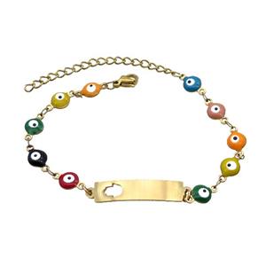 Stainless Steel Bracelets Evil Eye Multicolor Hand Gold Plated, approx 6-30mm, 6mm, 16-22cm length