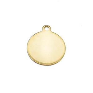 Stainless Steel Circle Pendant Gold Plated, approx 12mm