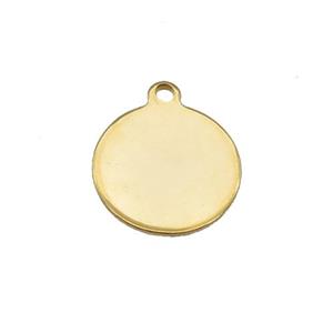 Stainless Steel Circle Pendant Gold Plated, approx 14mm