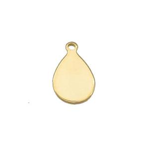 Stainless Steel Teardrop Pendant Gold Plated Flat, approx 8-14mm