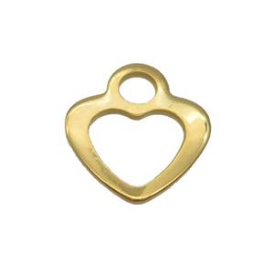Stainless Steel Heart Pendant Gold Plated, approx 10.5-11.5mm