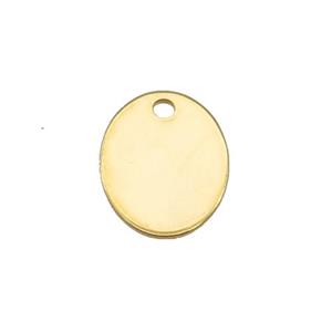 Stainless Steel Oval Pendant Gold Plated, approx 11-15mm