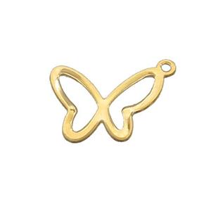 Stainless Steel Butterfly Pendant Gold Plated, approx 13-18mm